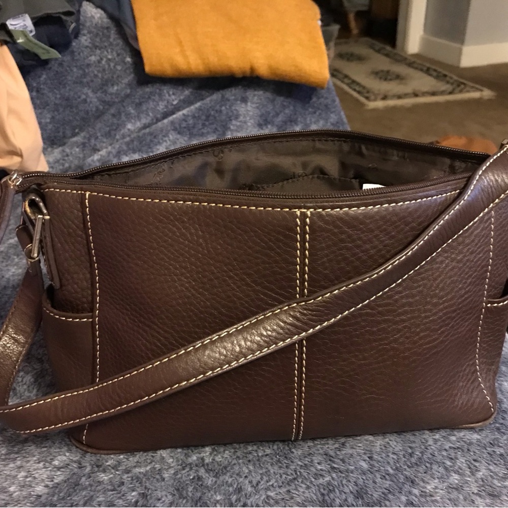 Fossil  Chocolate Brown  Pebbled Leather Shoulder Bag
